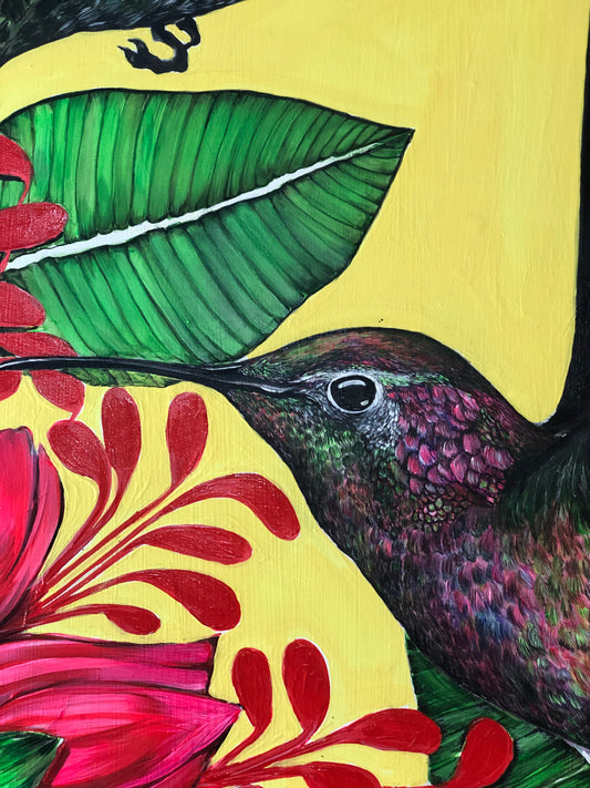 "Colibríes" Oleo sobre Lienzo Valentina Rosende Arte