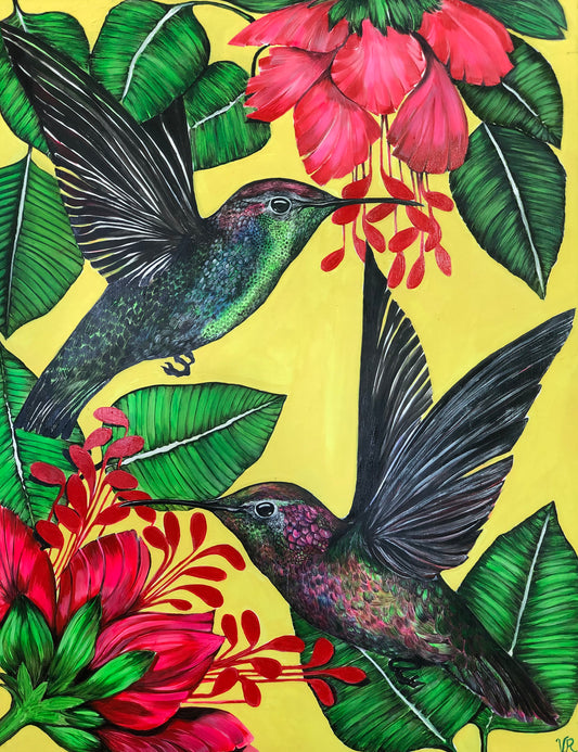 "Colibríes" Oleo sobre Lienzo Valentina Rosende Arte