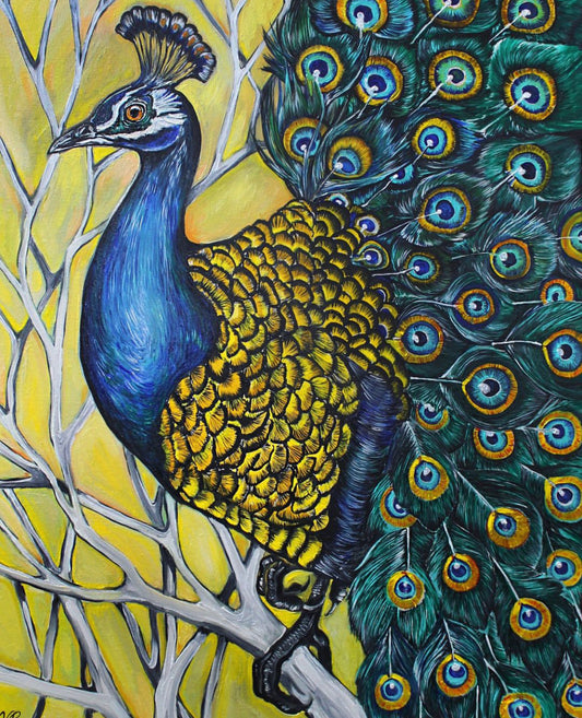 "Pavo Real"  Óleo sobre lienzo Valentina Rosende Arte.